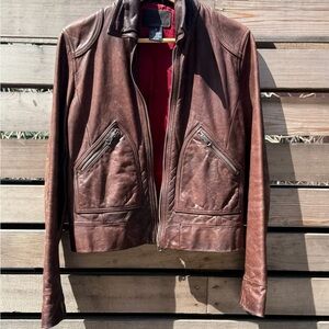 EARL JEANS Leather Jacket with Red Lining